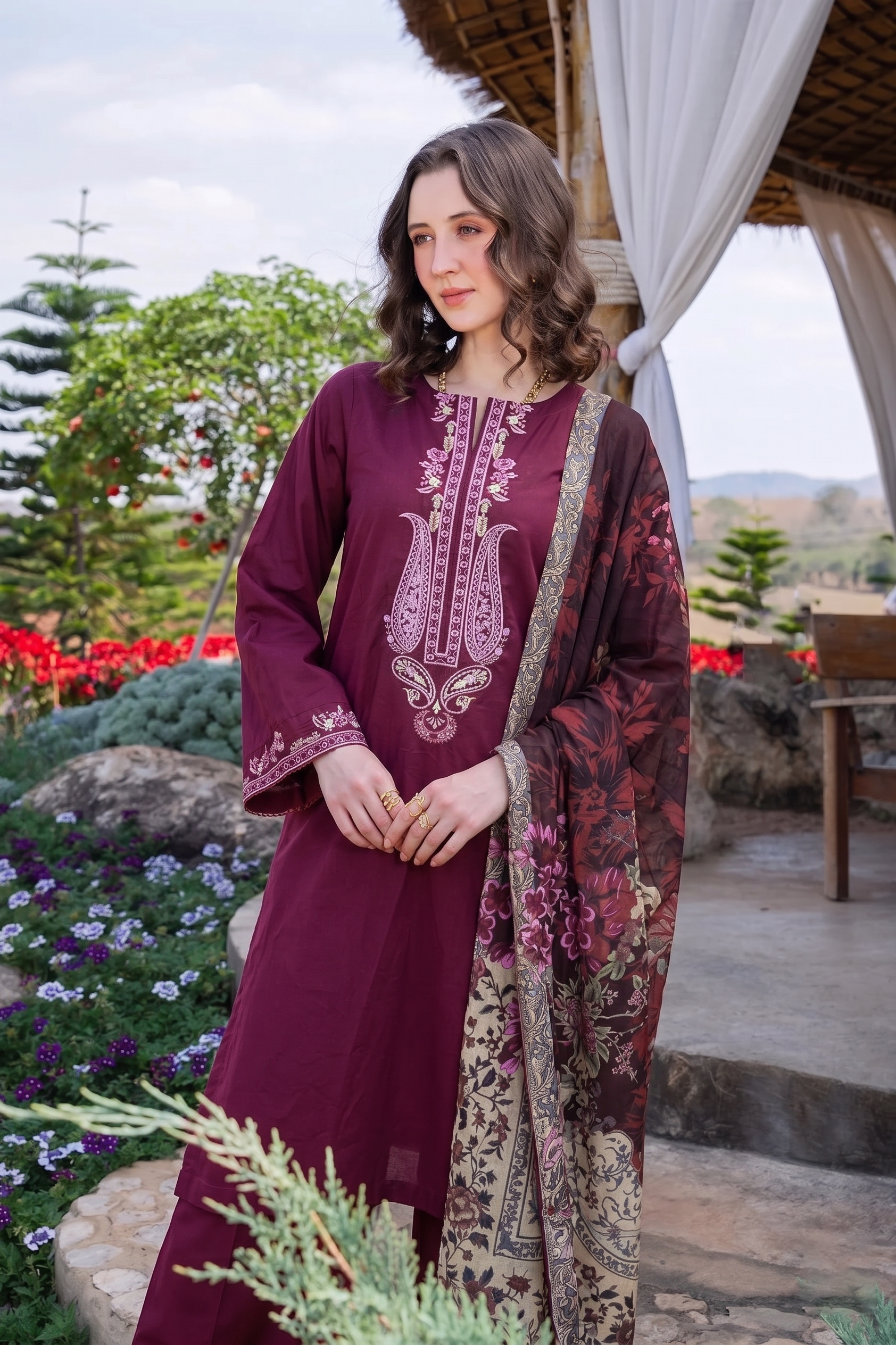 NSM 3 pcs Lawn Digital Embroidered (Stitched)