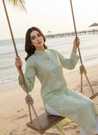 Sage Green Cotton Chikan kari