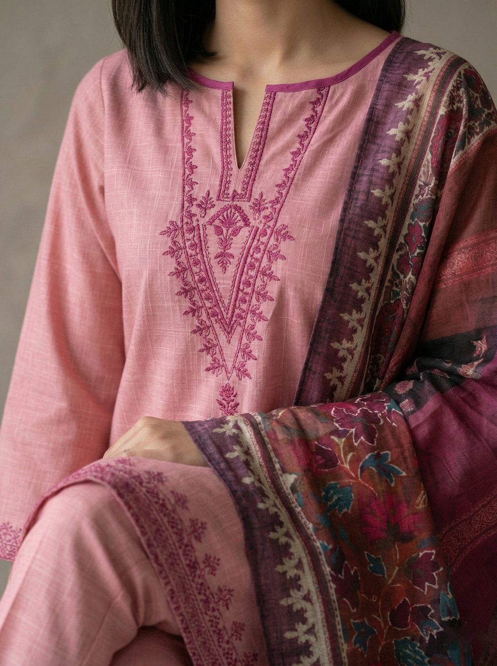 NSM 3 pcs Lawn Digital Embroidered