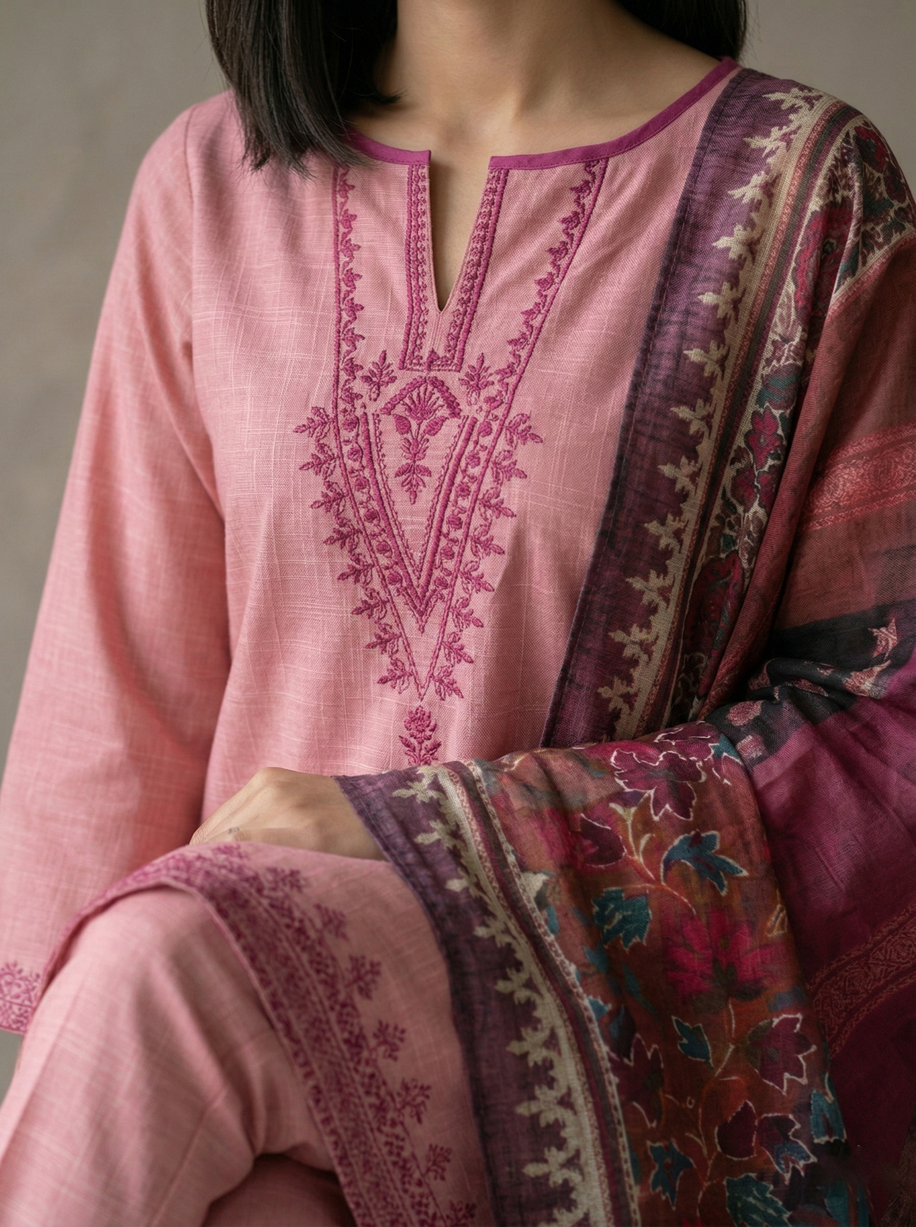 NSM 3 pcs Lawn Digital Embroidered