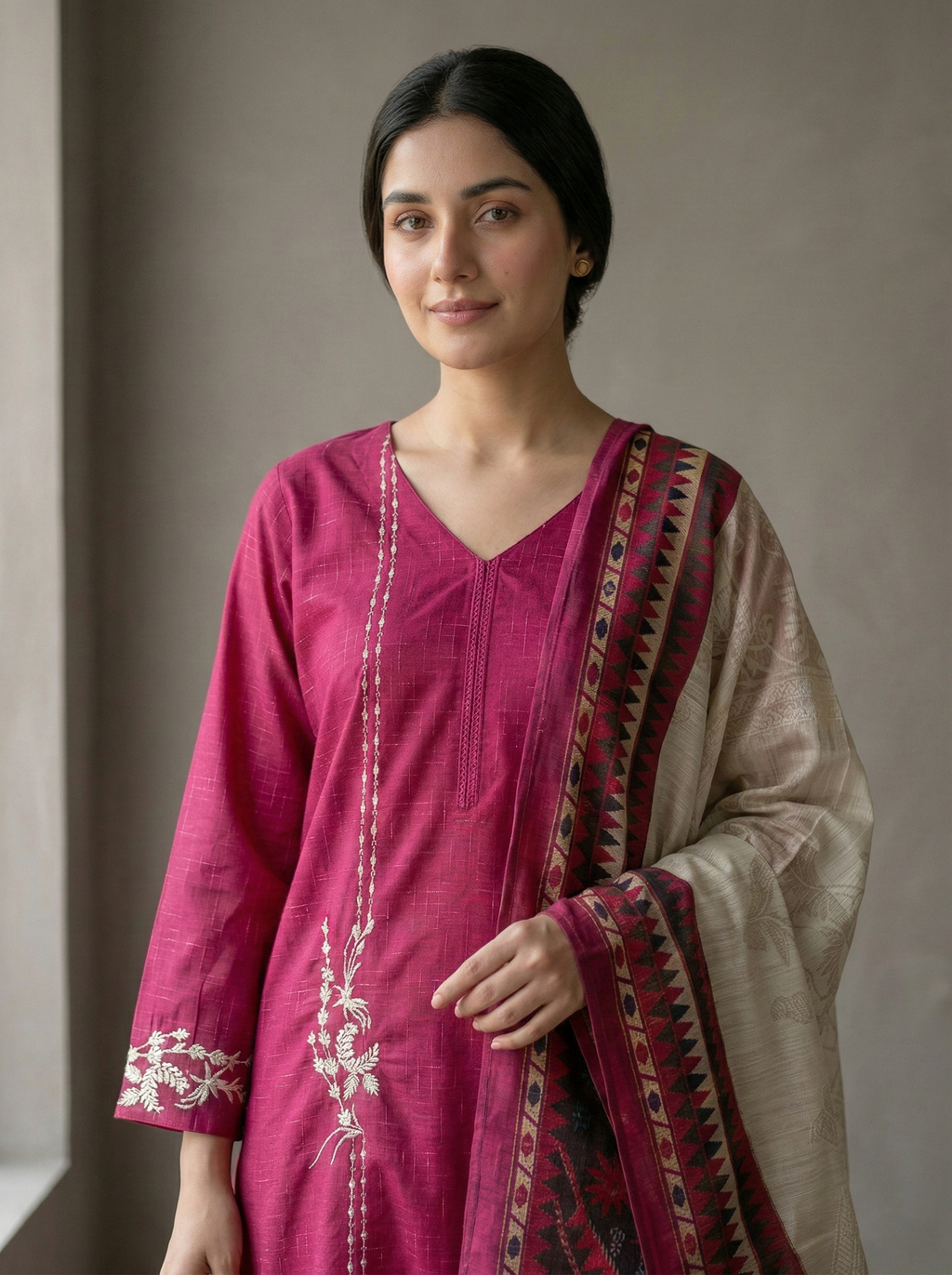 NSM 3 pcs Lawn Digital Embroidered