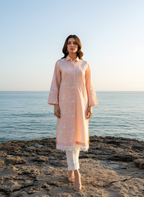 Peach Cotton Chikan kari