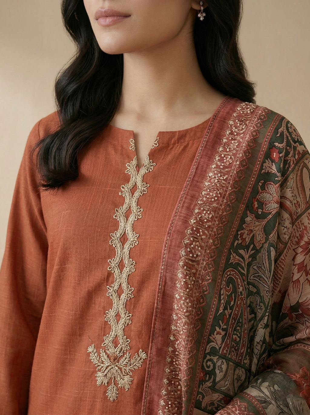 NSM 3 pcs Lawn Digital Embroidered