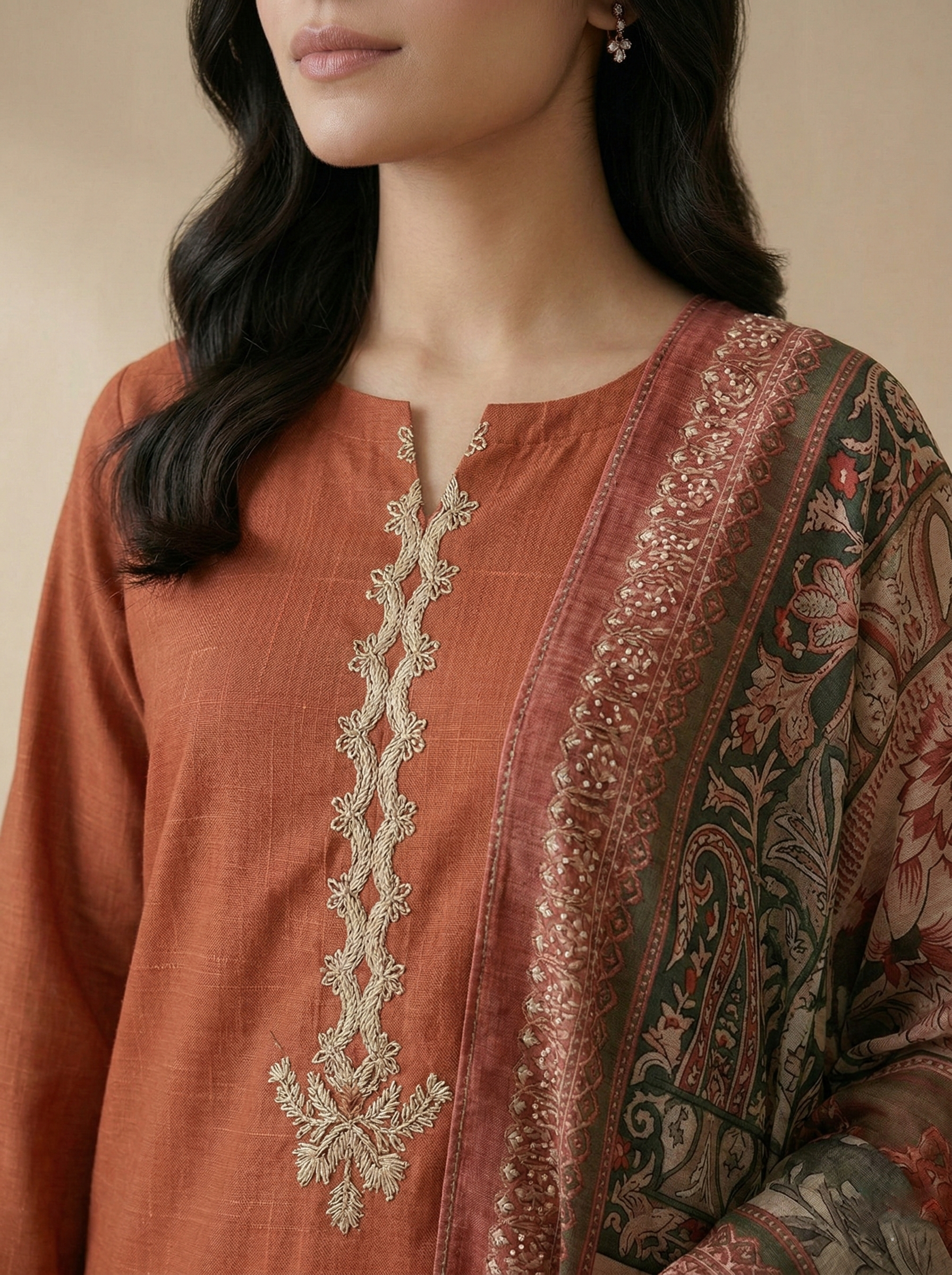 NSM 3 pcs Lawn Digital Embroidered