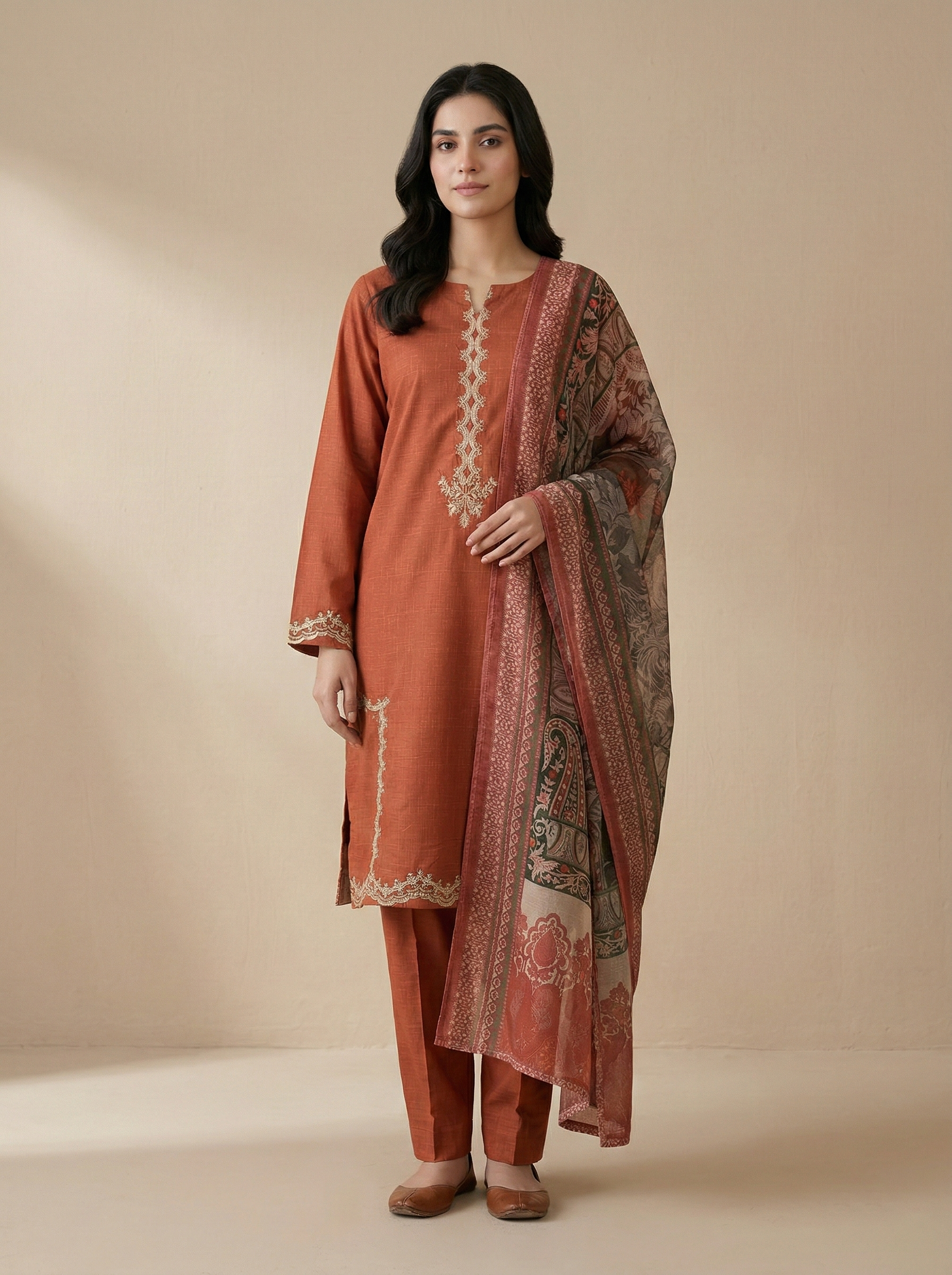 NSM 3 pcs Lawn Digital Embroidered