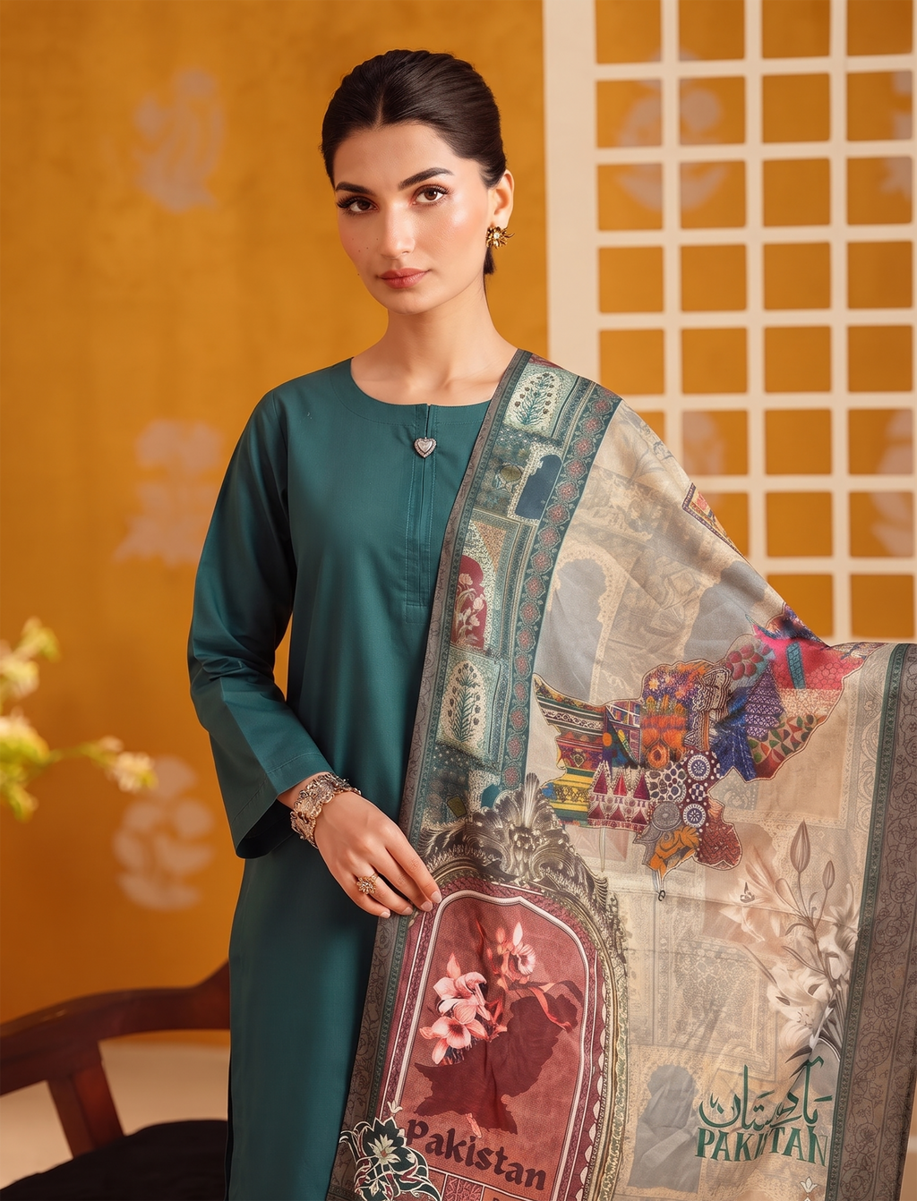RTW 03 Pcs Printed Lawn Stitched Suit (Azaadi Collection)