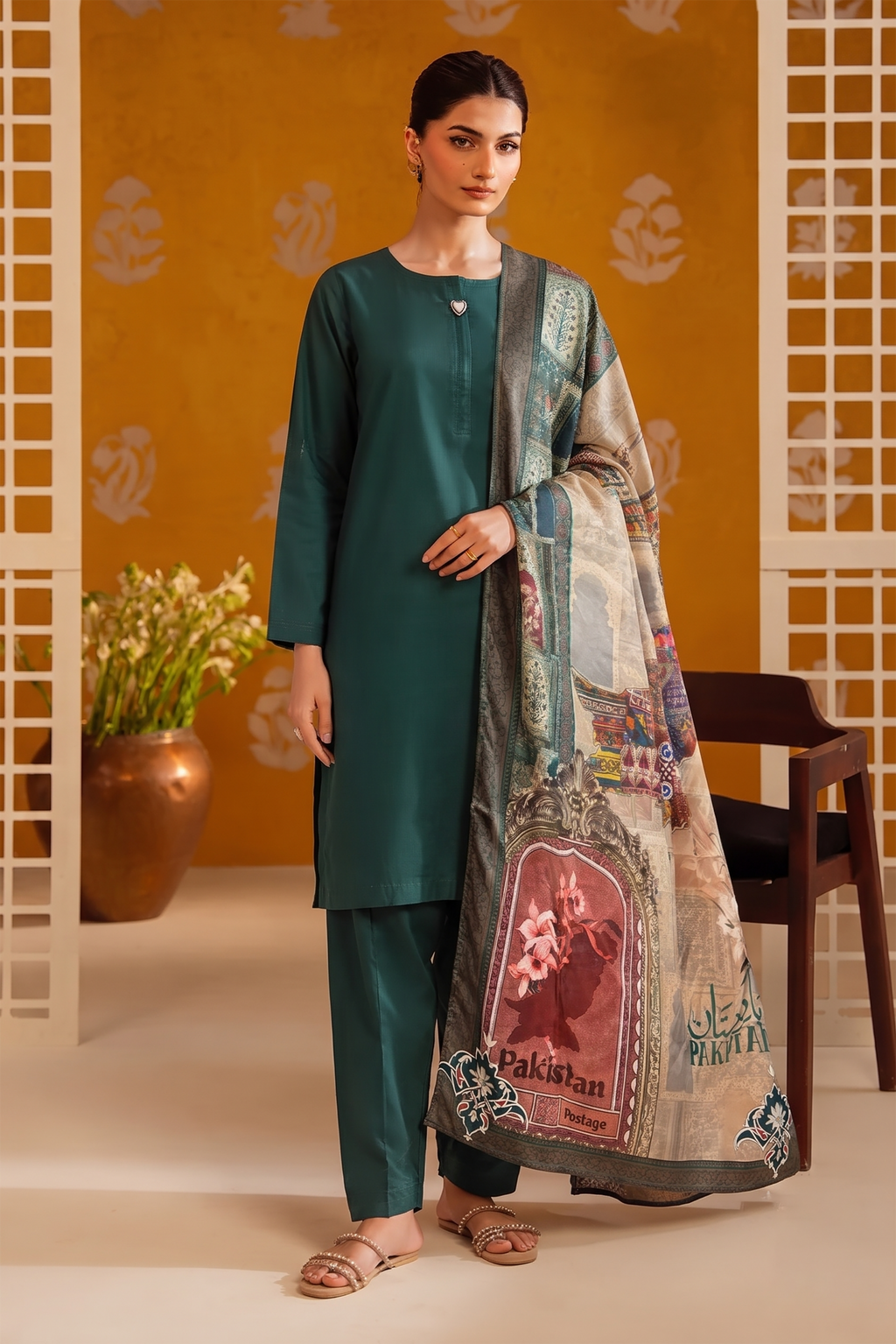 RTW 03 Pcs Printed Lawn Stitched Suit (Azaadi Collection)