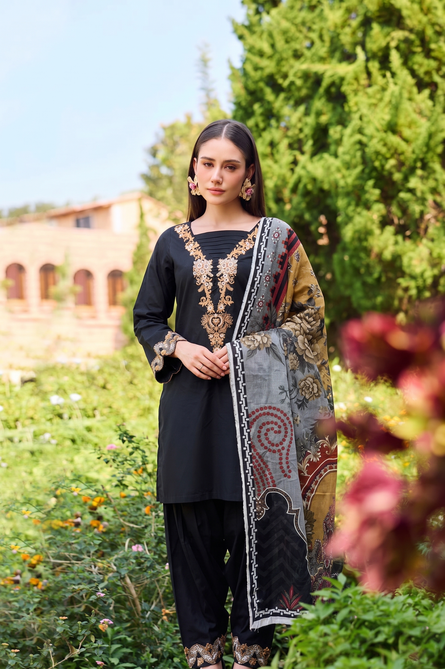 NSM 3 pcs Lawn Digital Embroidered (Stitched)