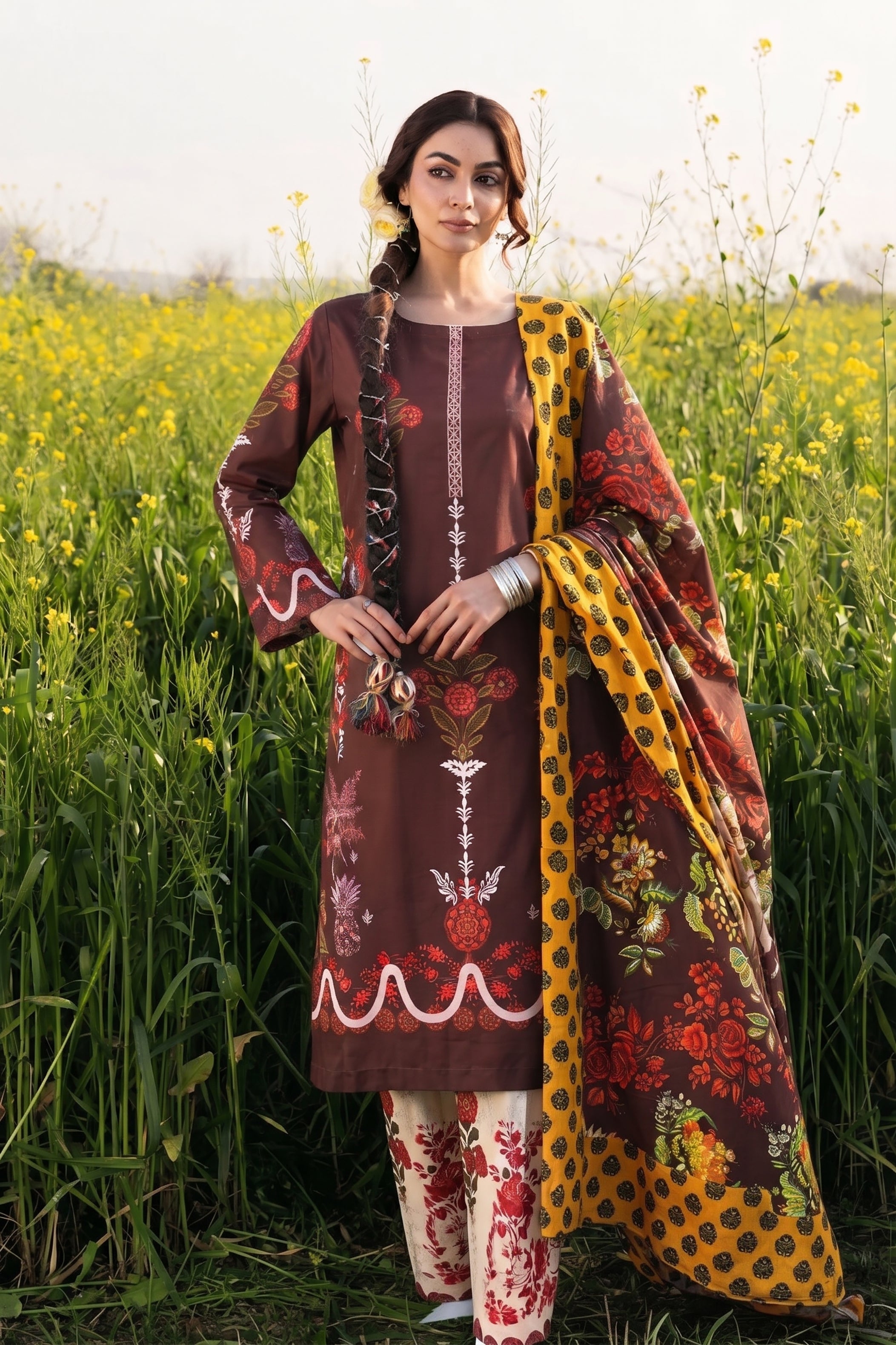 3Pcs Unstitched Suit (Andaaz Collection)