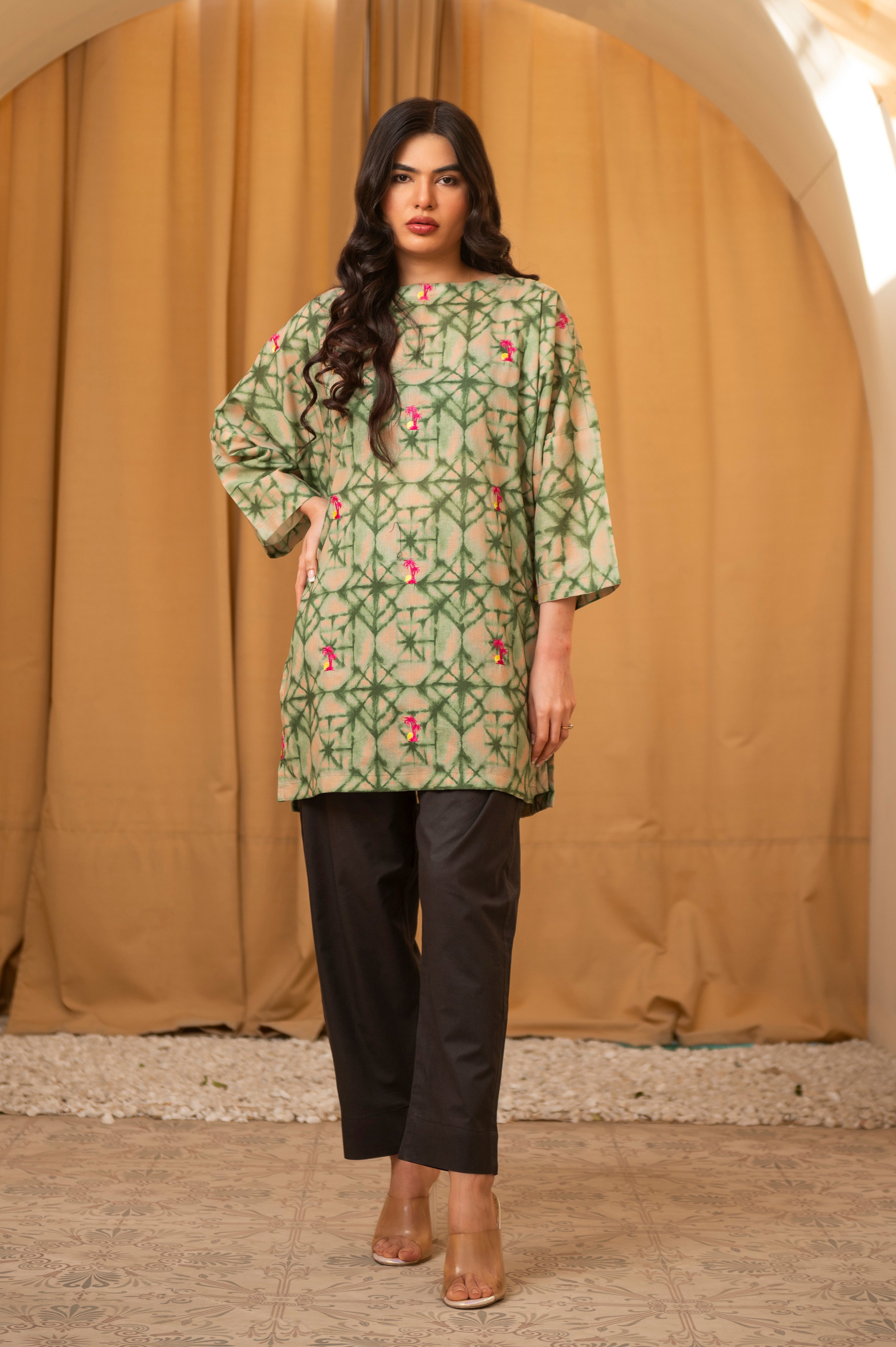 1 Piece Embroidered Cambric Kurti