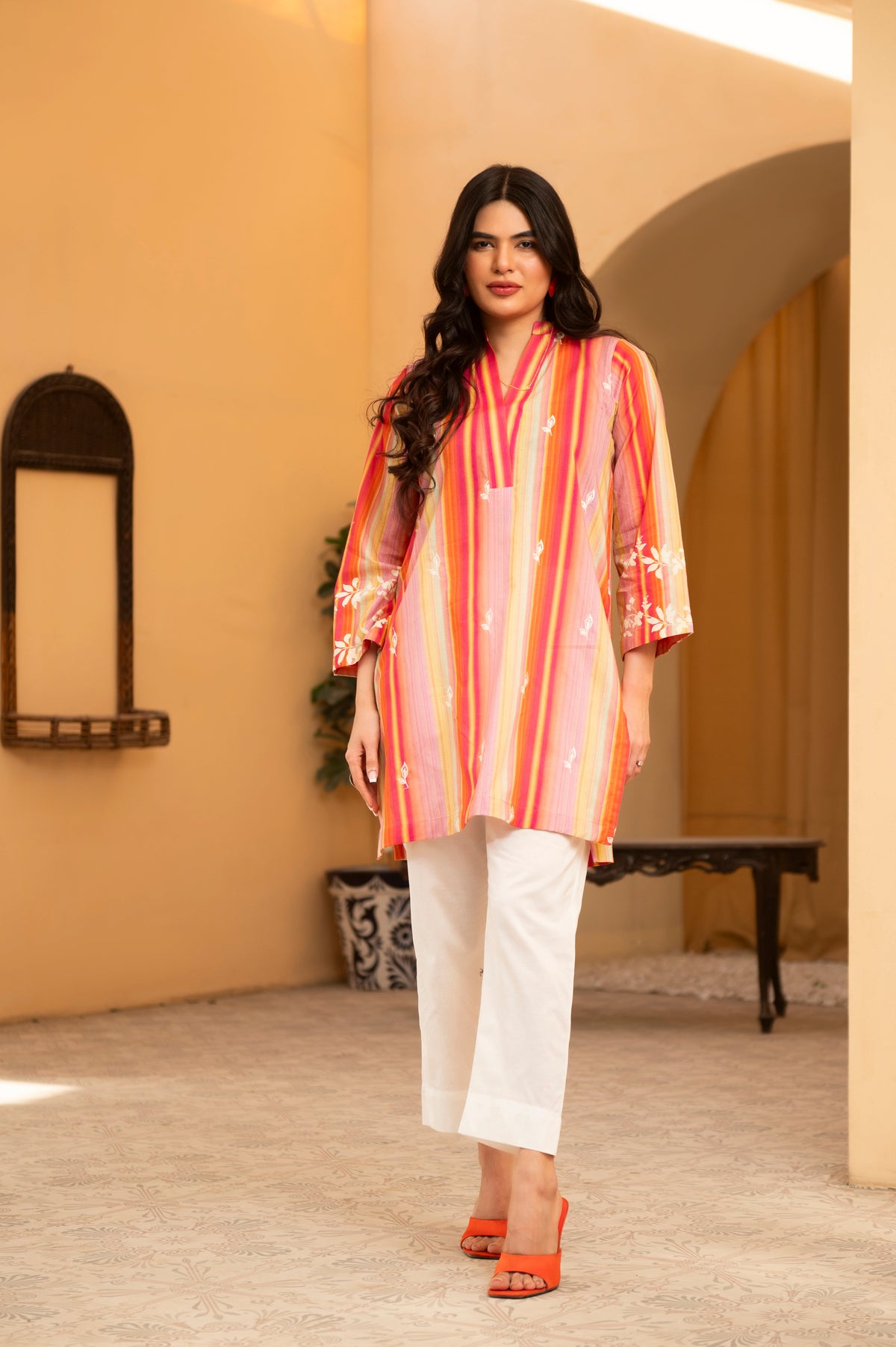 1 Piece Embroidered Cambric Kurti