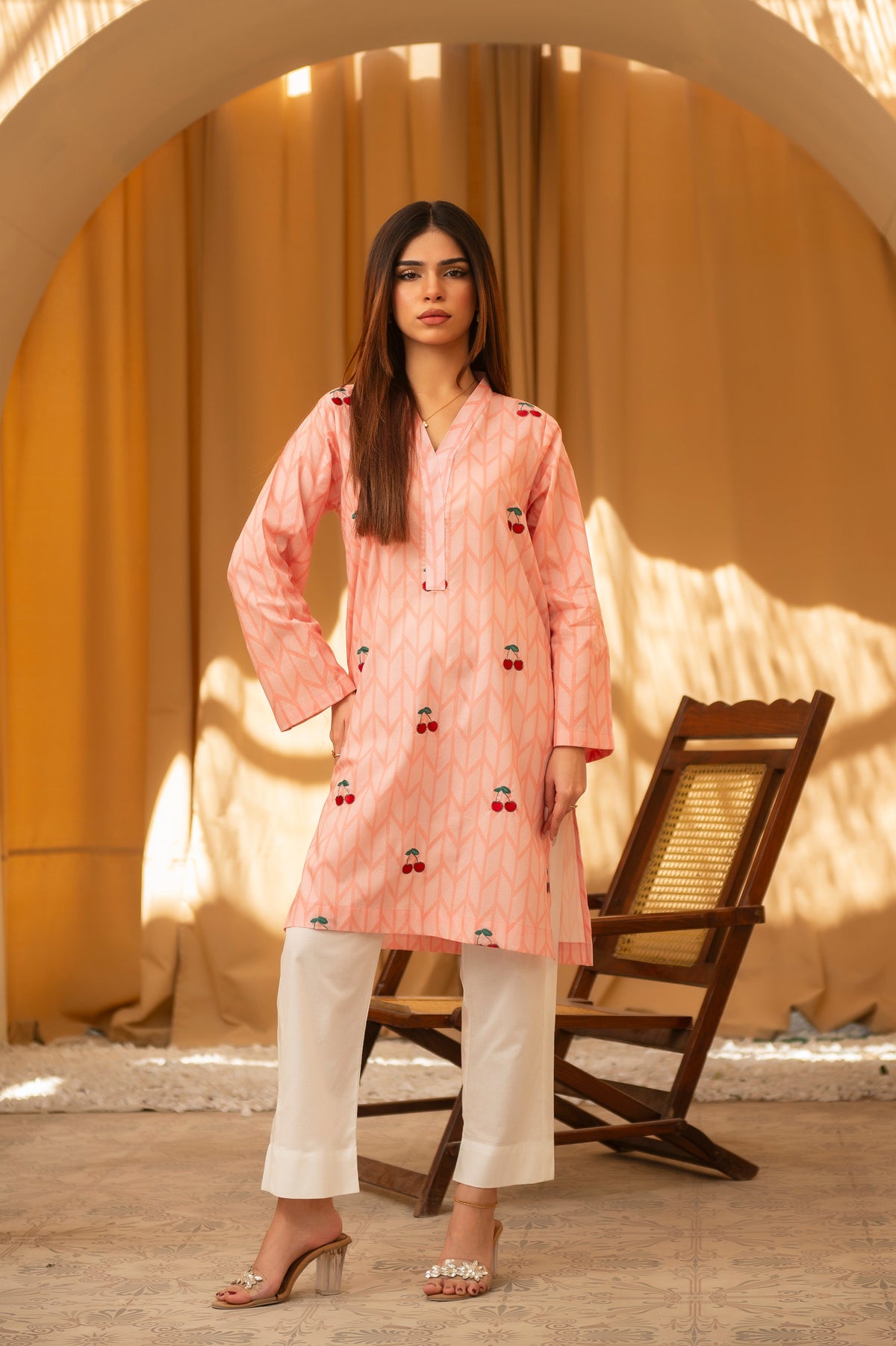 1 Piece Embroidered Cambric Kurti