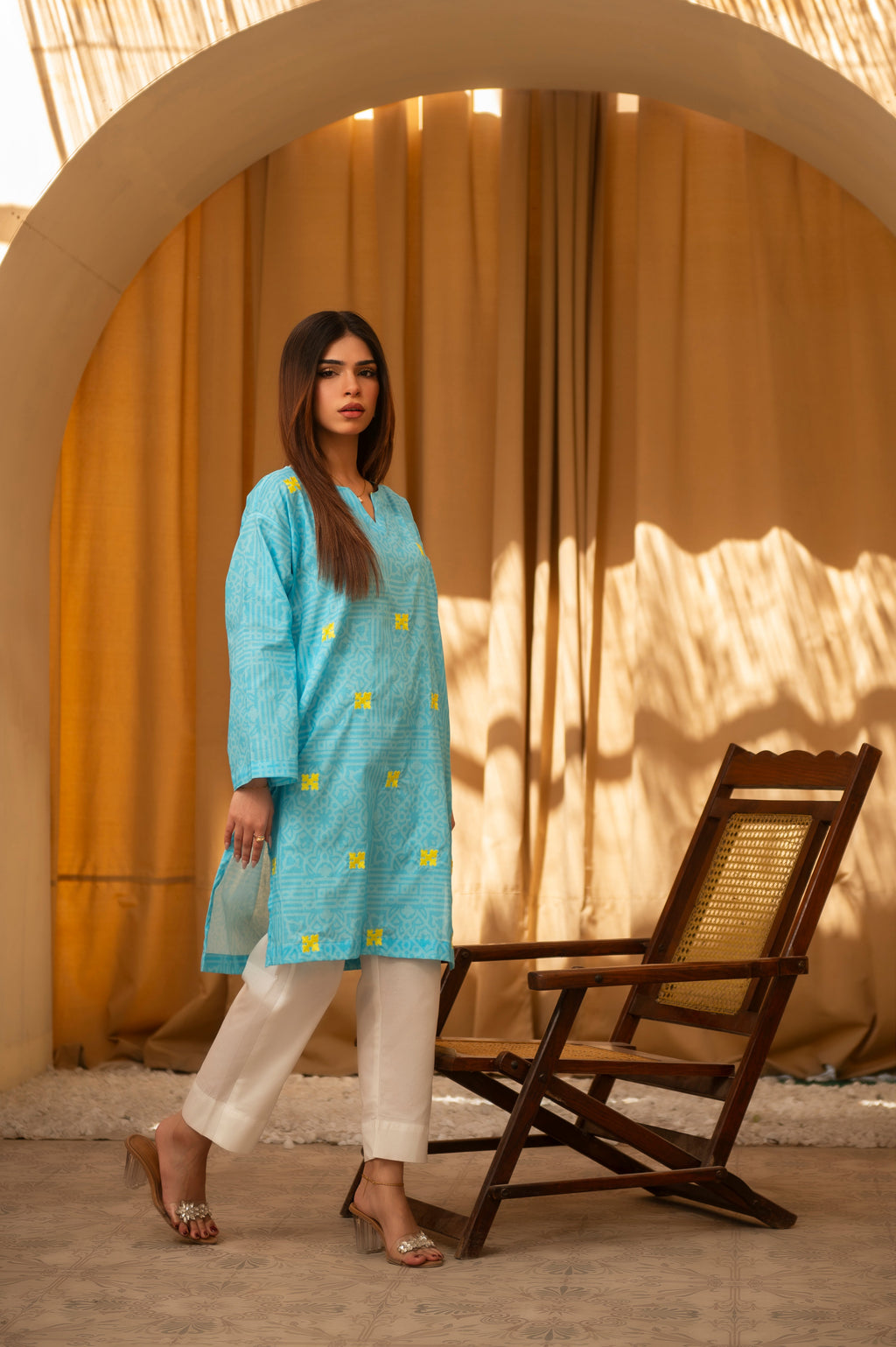 1 Piece Embroidered Cambric Kurti