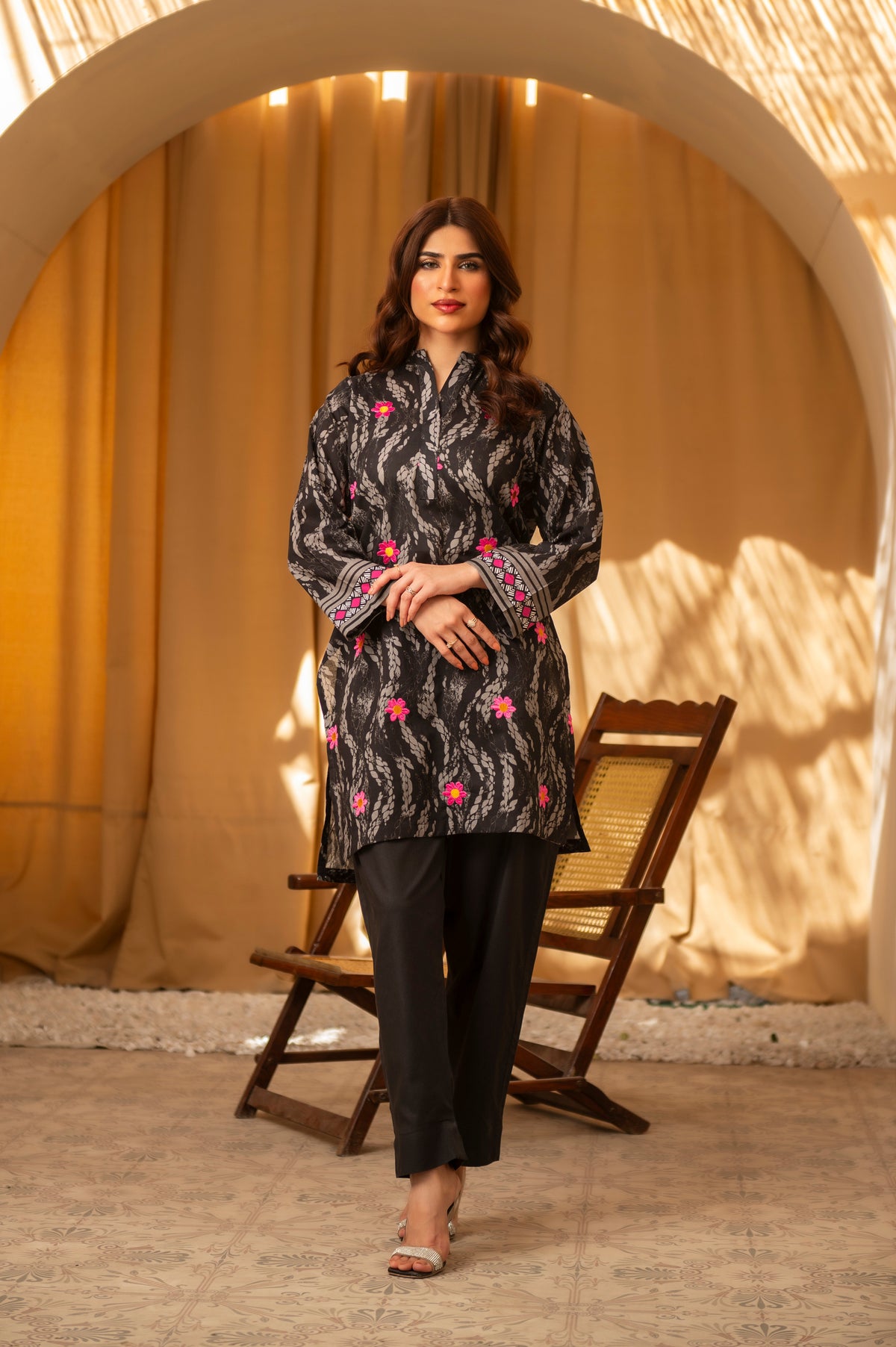 1 Piece Embroidered Cambric Kurti