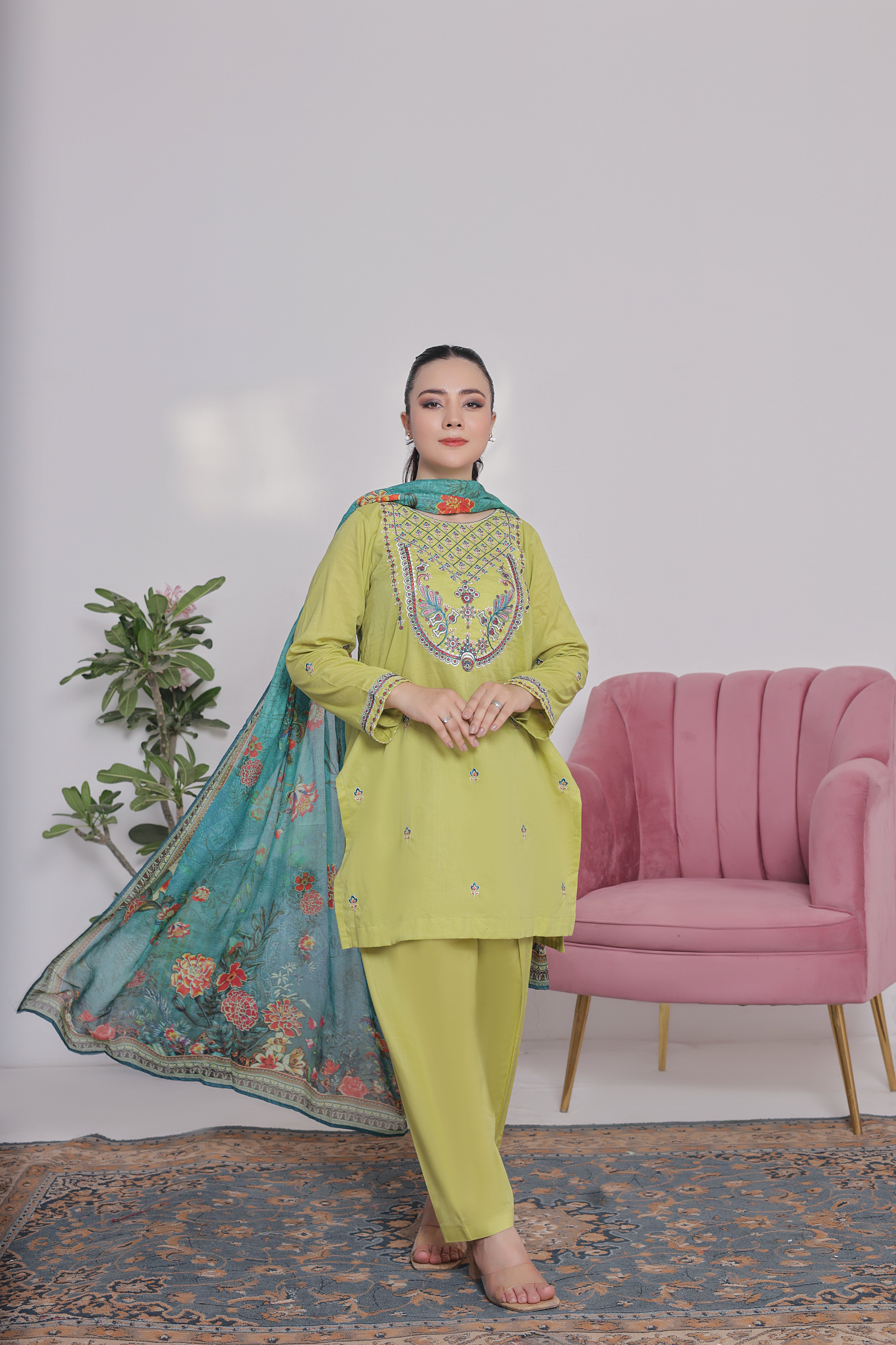 NSM Lawn 3pc (Stitched Embroidered)