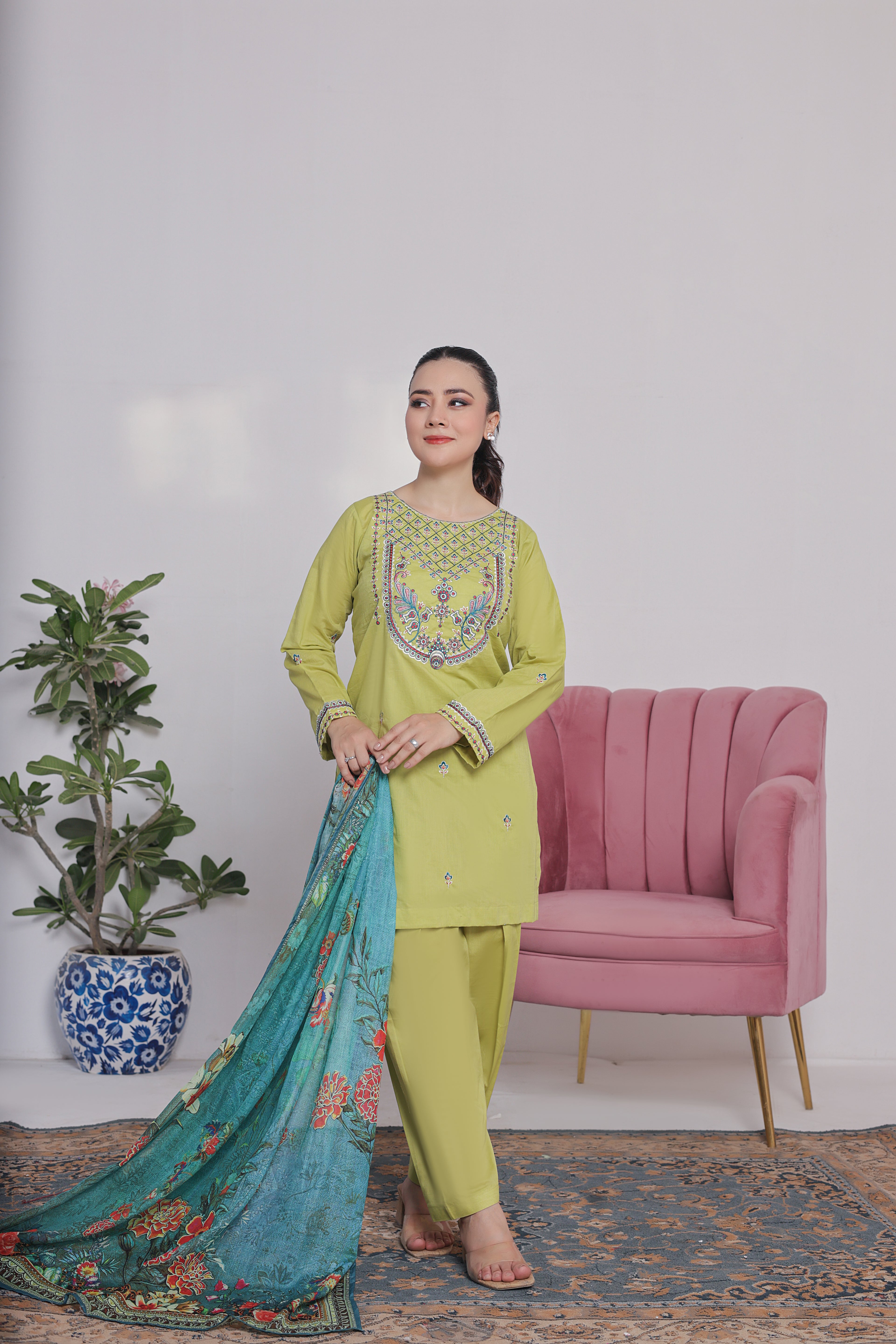 NSM Lawn 3pc (Stitched Embroidered)