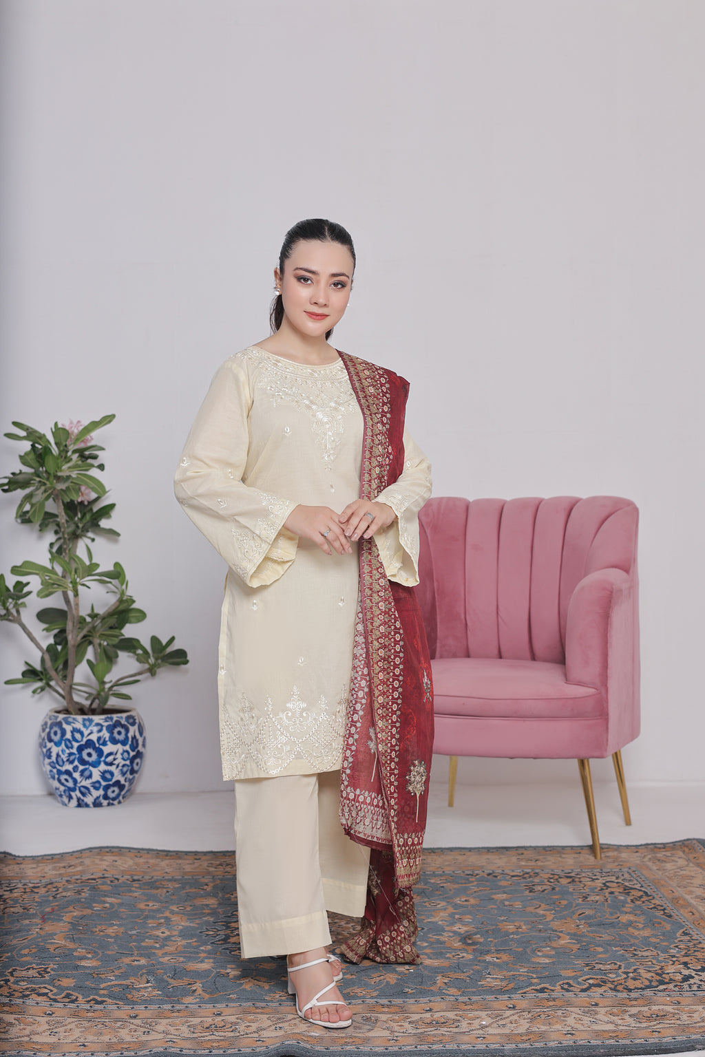 NSM Lawn 3pc (Stitched Embroidered)