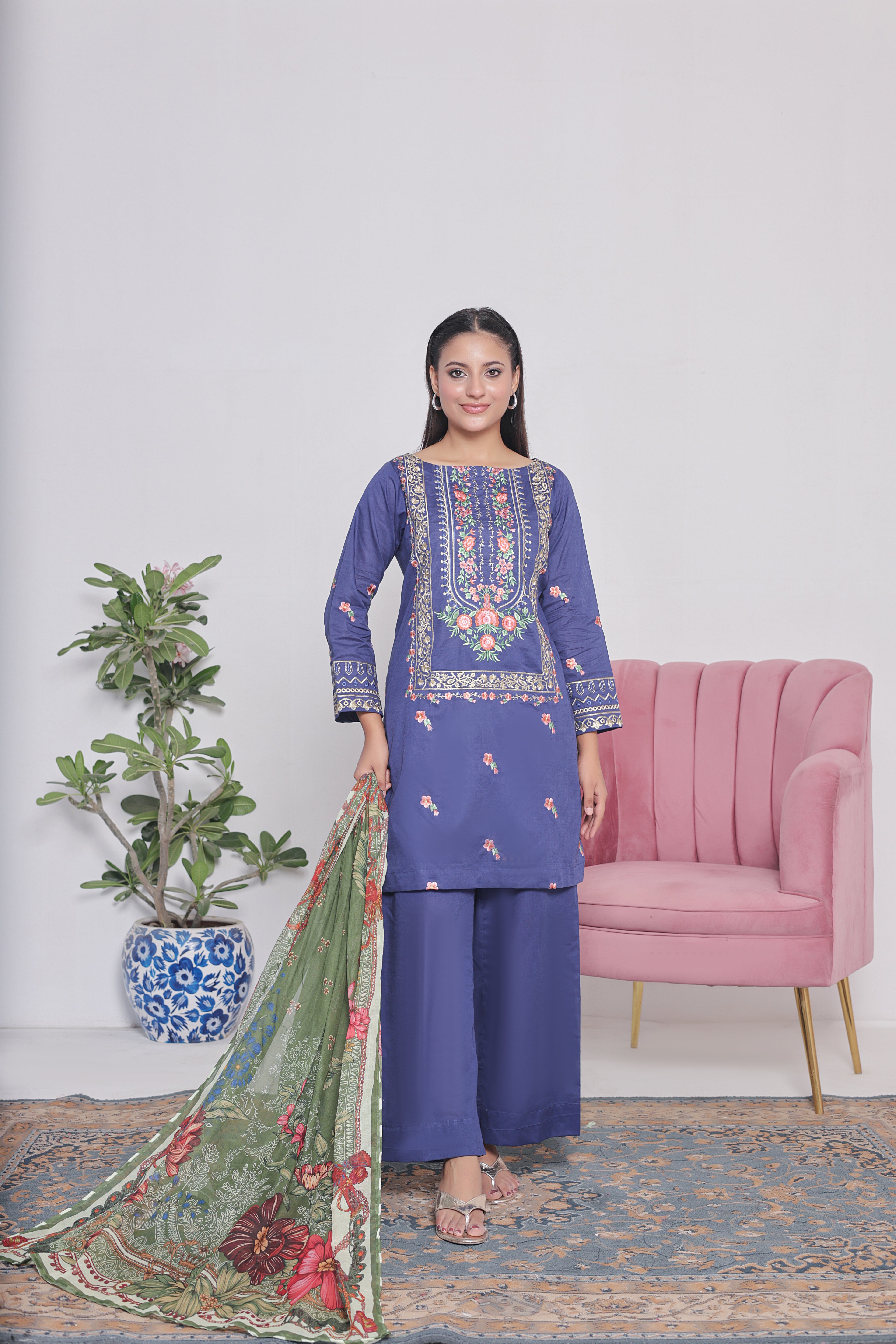 NSM Lawn 3pc (Stitched Embroidered)
