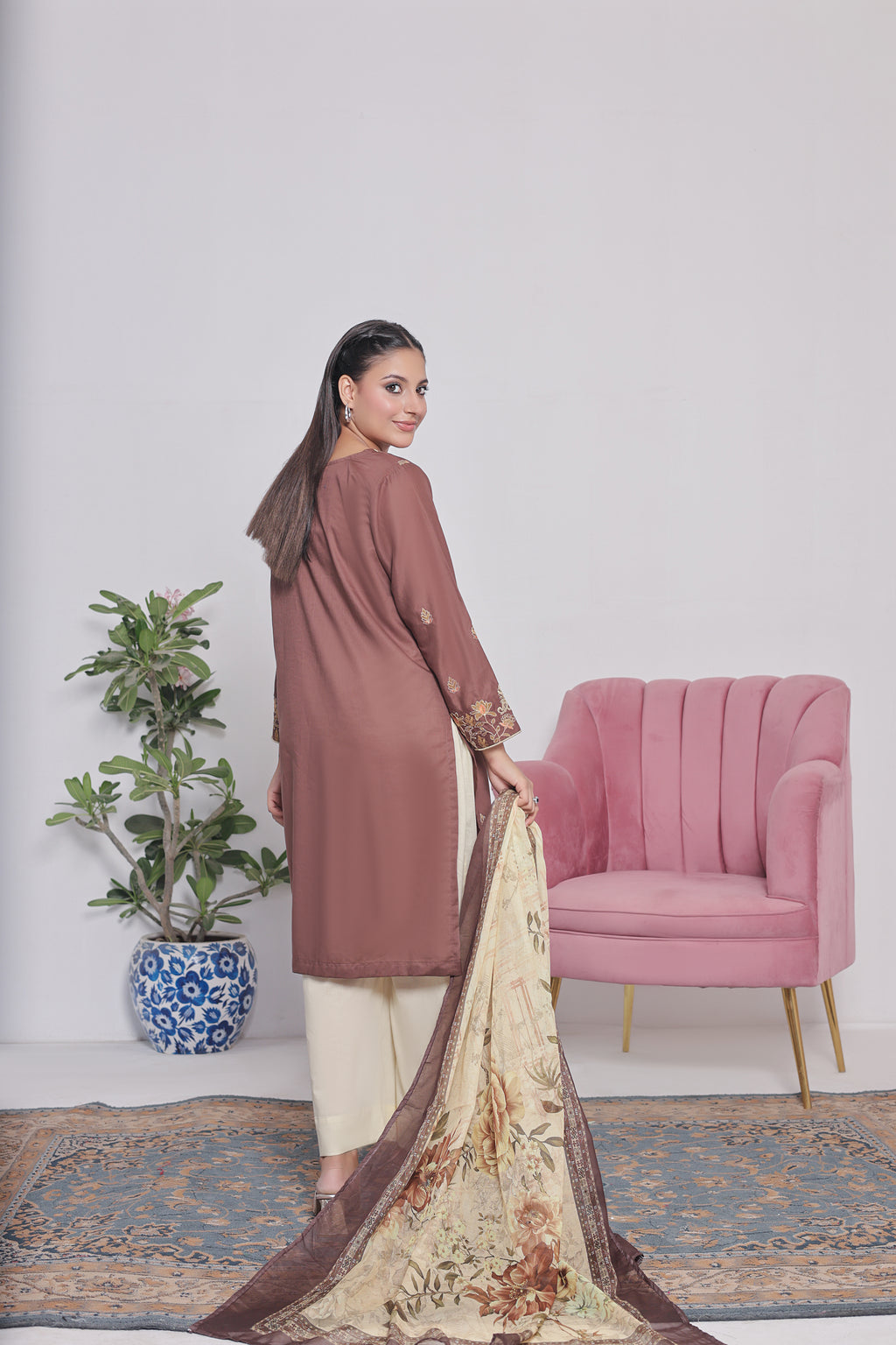 NSM Lawn 3pc (Stitched Embroidered)