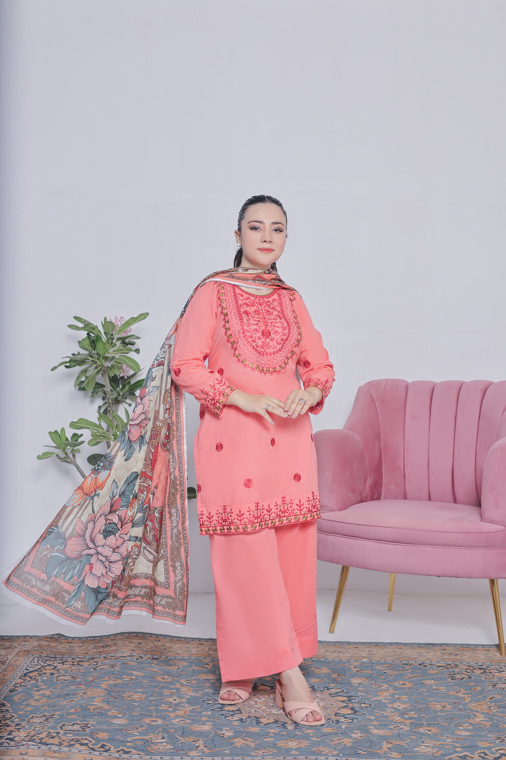 NSM Lawn 3pc (Stitched Embroidered)