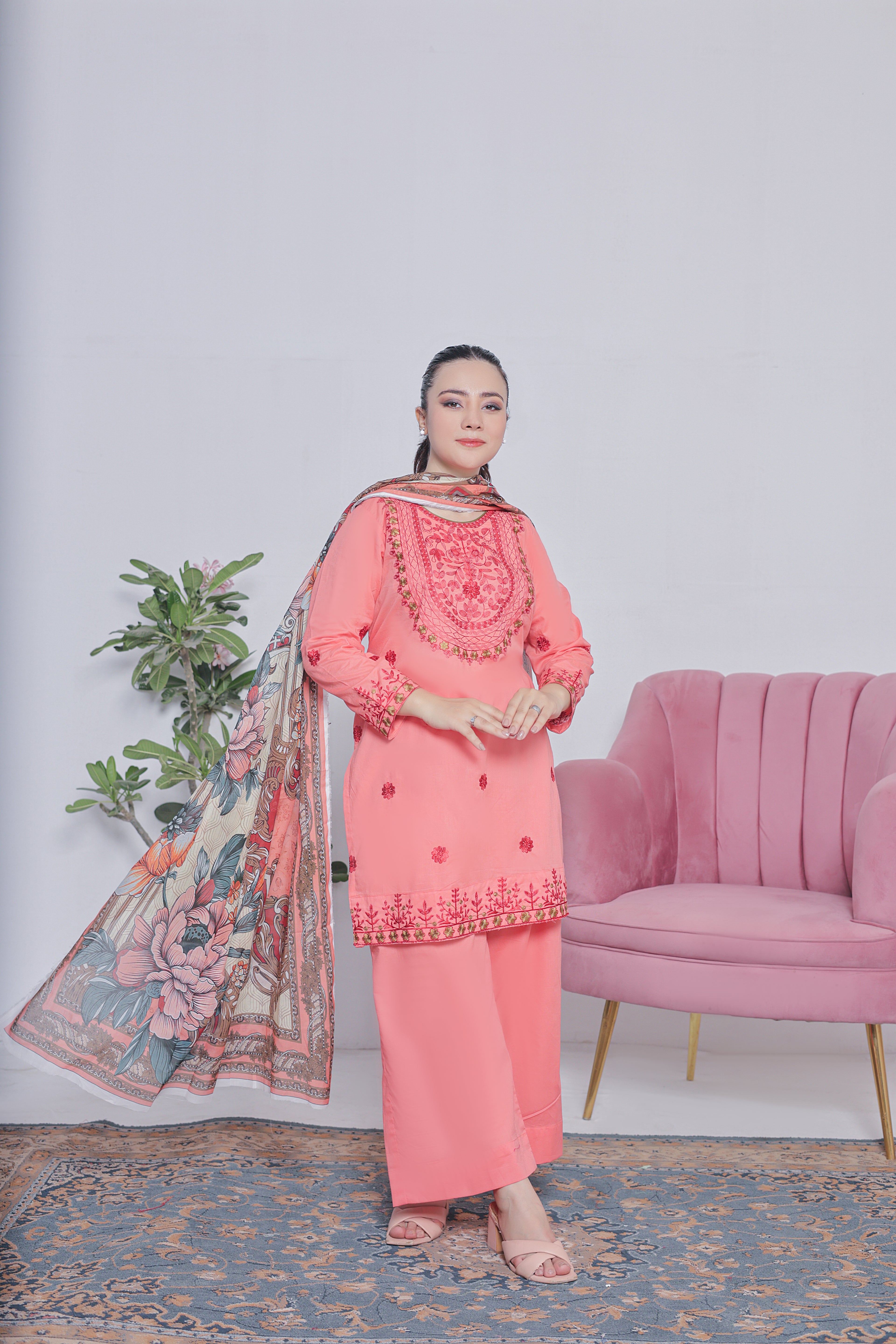 NSM Lawn 3pc (Stitched Embroidered)