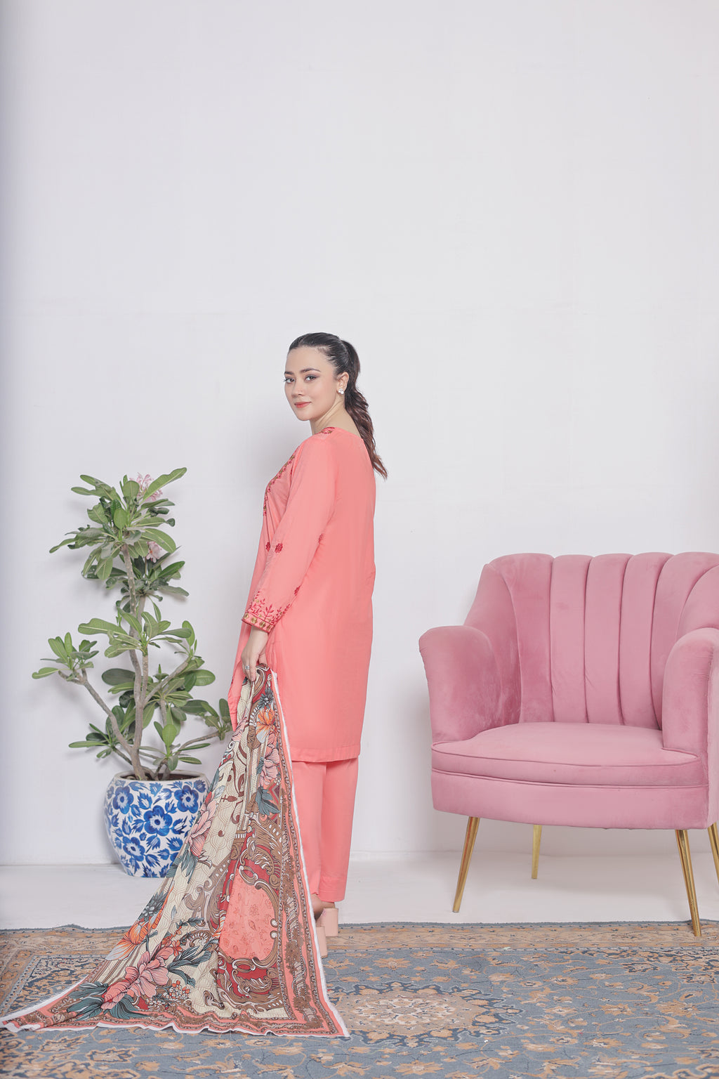 NSM Lawn 3pc (Stitched Embroidered)